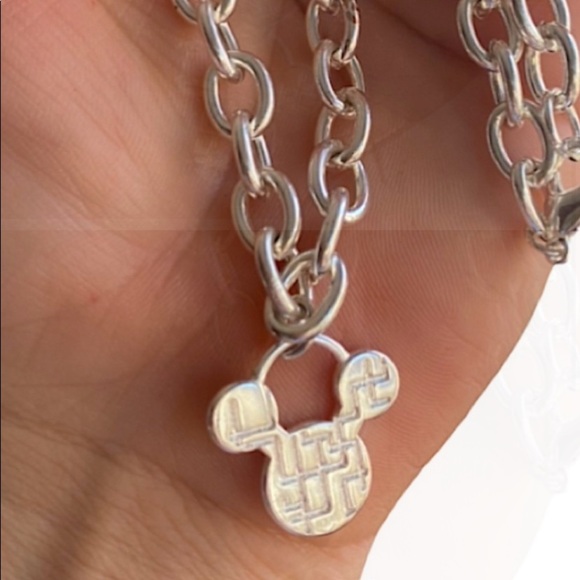 STERLING SILVER MICKEY MOUSE PLATED SILVER NECKLACE - Picture 3 of 4